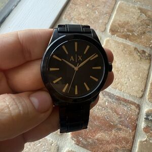 Armani Exchange Black and Gold Watch